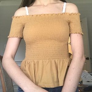 Yellow Off the Shoulder Ruffle Top